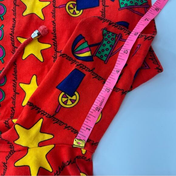 VINTAGE Béchamel Beach print romper red sz M - Picture 3 of 5